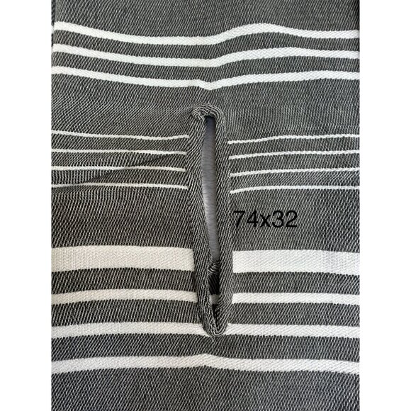 J.Crew Women Grey White Striped Cape Wrap Scarf Poncho Fringe One Size H0129 New - Picture 4 of 4